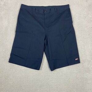 Dickies Shorts Mens 40 Blue Flat Front Relaxed Fit Multi Use Pockets Logo